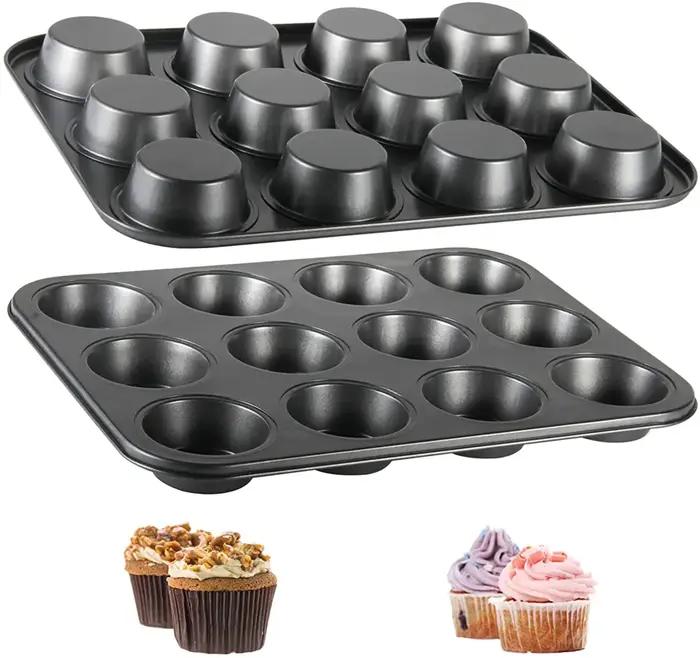 6/12 tasses carré Cupcake Pan Muffin plateau Cupcake moule Muffin Pan acier au carbone plat de cuiss