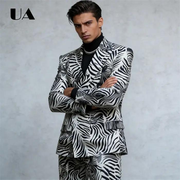 Costume deux pièces imprimé zèbre, costume formel 2 pièces pour hommes pour bal de promo, Costume de