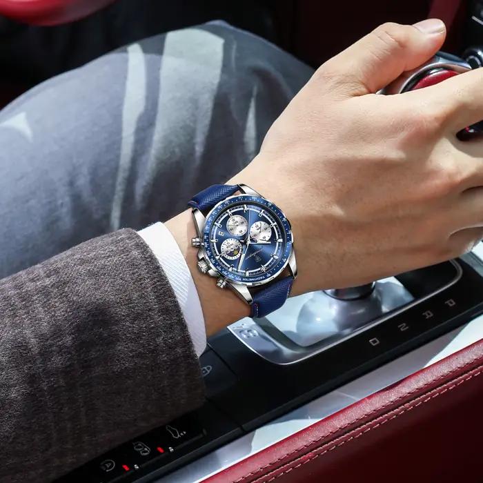 POEDAGAR Original mode hommes horloge lumineux étanche chronographe Date homme montre-bracelet en cu