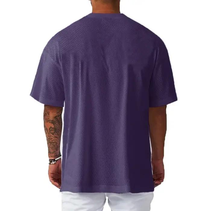 T-shirt Respiré à Col Rond pour Homme, Épaules Tombantes, Hip Hop, Course à Pied, Maille, Demi Manch