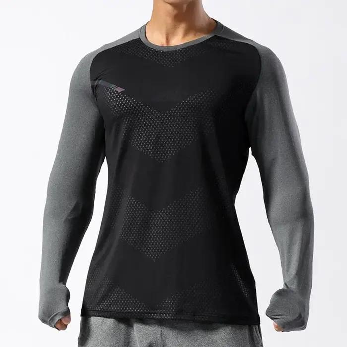 T-shirt sport homme manches longues fitness musculation - Séchage rapide et respirant pour le gym