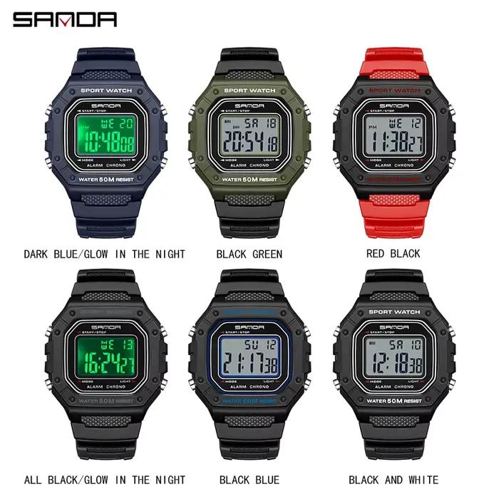 SANDA 2156 mode hommes montre militaire résistant à l'eau Sport montres armée grand cadran Led montr