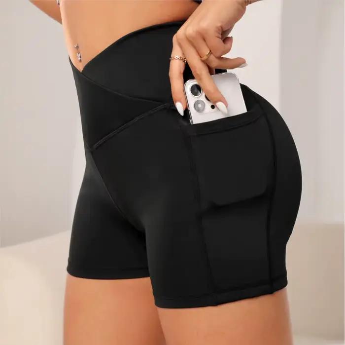 Short de motard de Sport de Yoga taille haute pour femmes pour Fitness pantalon de Yoga de poche de