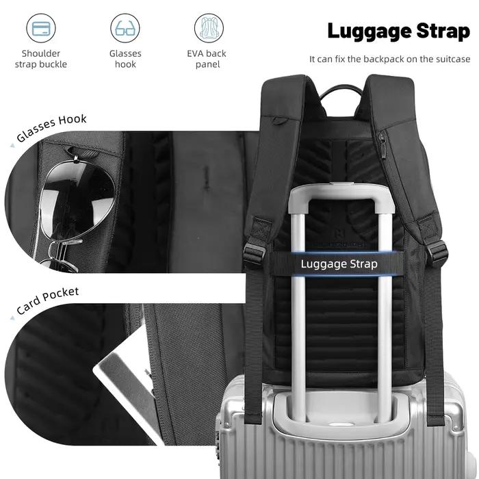 Sac à dos léger pour hommes d'affaires HK Slim, sac à dos pour ordinateur portable 15,6 pouces avec