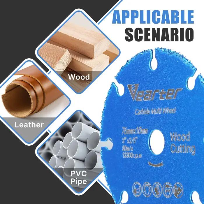 Vearter 76mm × 10mm lame de scie circulaire en carbure brasé sous vide disque de coupe du bois roue