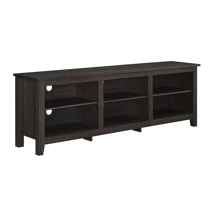 Meuble TV 70 "pour téléviseurs 80", stockage ouvert à 3 étagères, moderne, transition, expresso