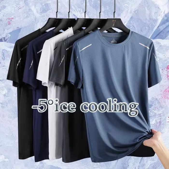 T-shirt de course réfléchissant à manches courtes en soie glacée, séchage rapide, été, mince et resp