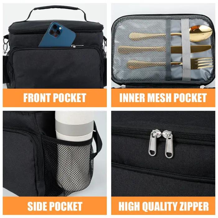 Sac à déjeuner isolé pour femmes et hommes, grand sac isotherme, boîte à déjeuner réutilisable, rési