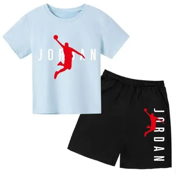 Marque d'été lettre imprimer à manches courtes enfant T-shirt + Shorts 2 pièces ensemble pour garçon