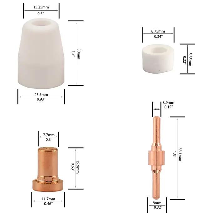 Kit de consommables étendus pour coupe Plasma PT31 PT-31 LG40, pointes d'électrode, tasse pour PT-31