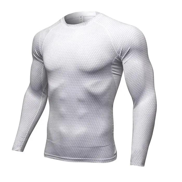 Chemise manches longues Homme élastique séchage rapide - T-Shirt gymnastique serré - Sous-vêtements athlétiques entraînement