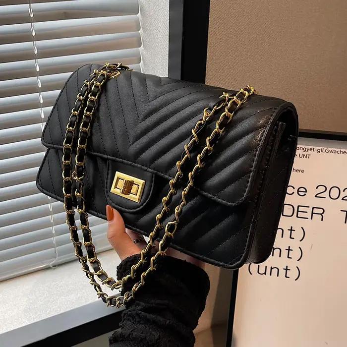 Nouveau Sac à Main Bandoulière Rétro 2026 avec Chaîne et Motif Losanges, Style Sous le Bras, Sensati