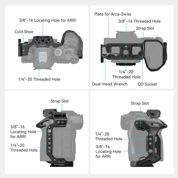 SmallRig – Cage de caméra «Black Mamba» pour Canon EOS R6 Mark II, plaque de dégagement rapide arca-
