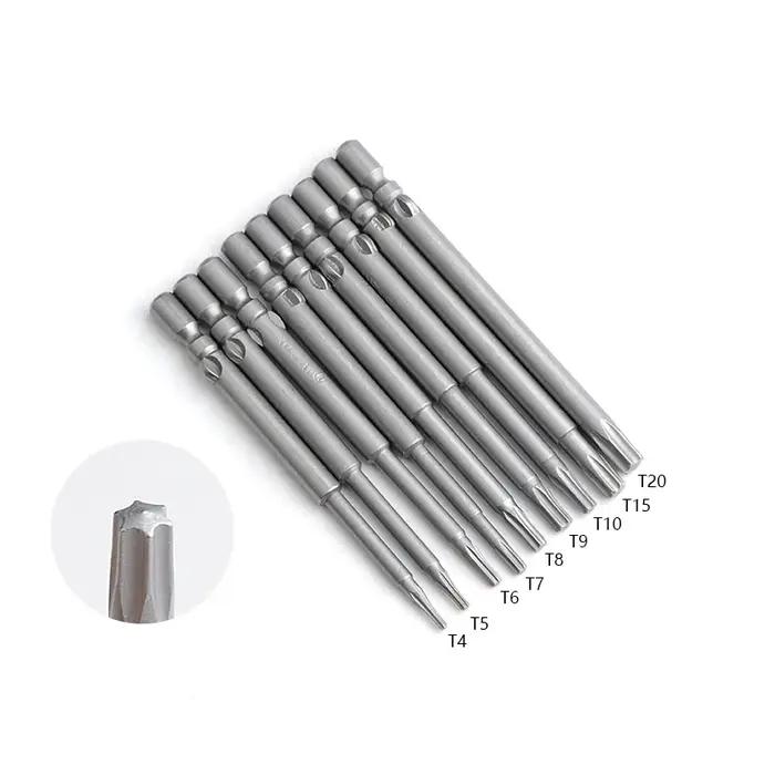 Jeu de tournevis Torx électriques à tige ronde, 10 pièces, 60mm de longueur 800 4mm, étoile magnétiq