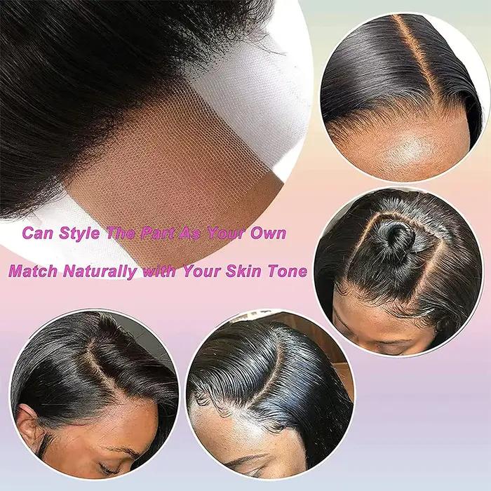 Extensions de cheveux naturels lisses avec Lace Closure, 4x4, 5x5, 6x6, 13x4, 13x6, Extensions front