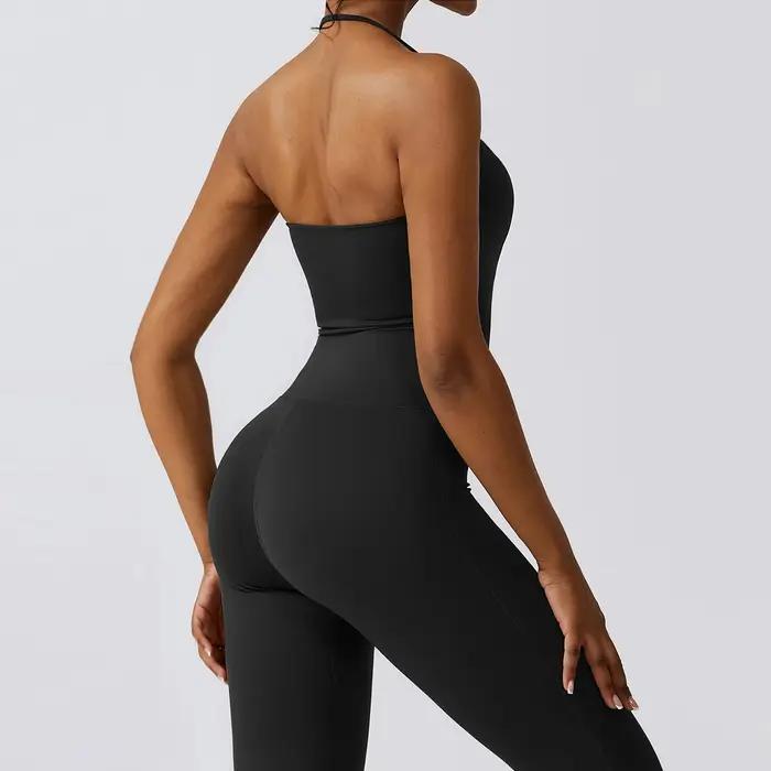 Combinaison de yoga sans manches d'été pour femme, ensemble de sport et de fitness, justaucorps de s