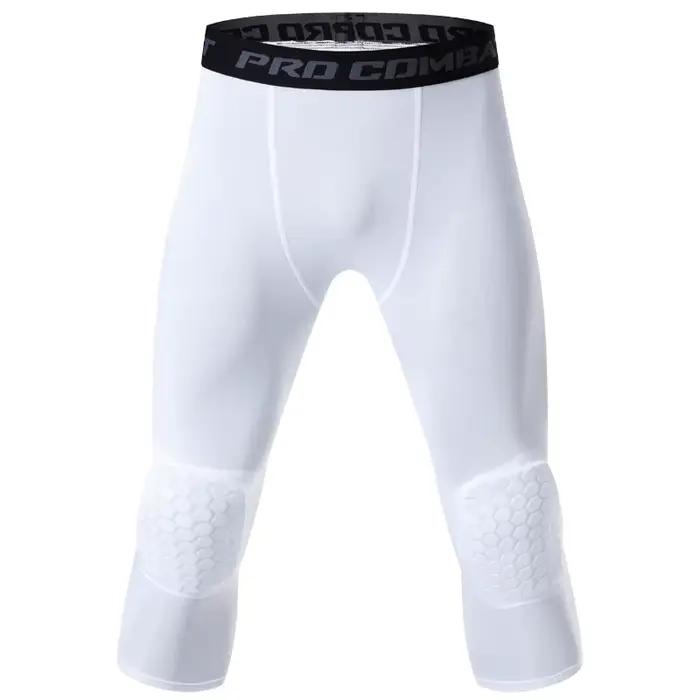 Collants de compression homme anti-collision 3/4 - Genouillères intégrées - Séchage rapide sport