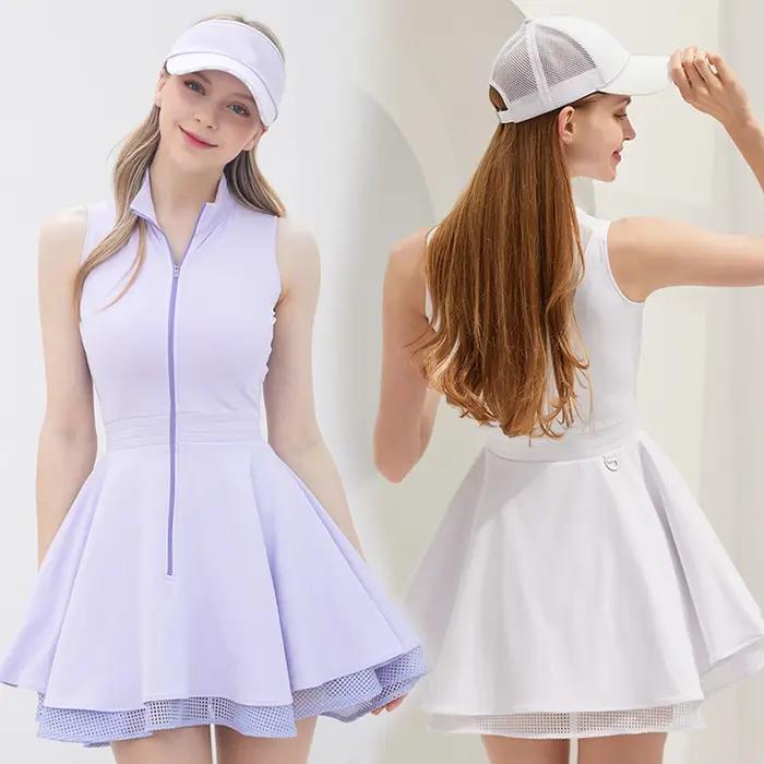 Robe de Tennis Polyvalente avec Coussinets de Poitrine Contrôle du Ventre Shorts Doux Jupes de Fitness Extensibles Occasions Sportives Femmes