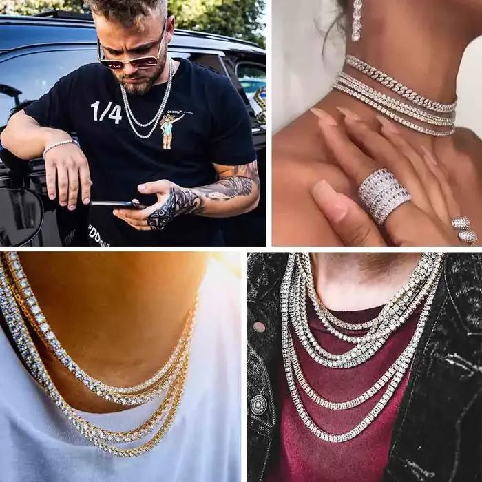 TOPGRILLZ 3mm-10mm glacé Bling AAA Zircon 1 rangée chaîne de Tennis collier hommes Hip Hop bijoux or