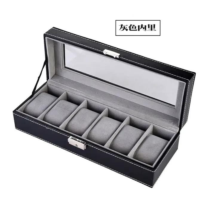 Boîte de montre avec grand couvercle en verre, boîte de montre, 12, 10, 6 emplacements, oreillers perfecWatch, cadeau d'évaluation pour les proches