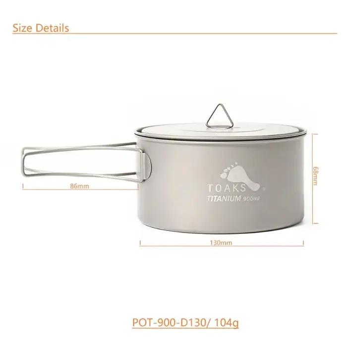 TOAKS POT-900-D130 pur Titane Camping ustensiles de cuisine en plein air, peut être utilisé comme st