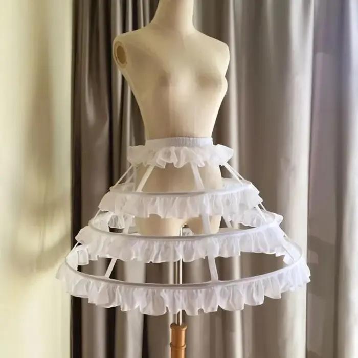 Femmes filles Lolita creux feuille de Lotus dentelle Cage à oiseaux os de poisson jupe Cosplay robe