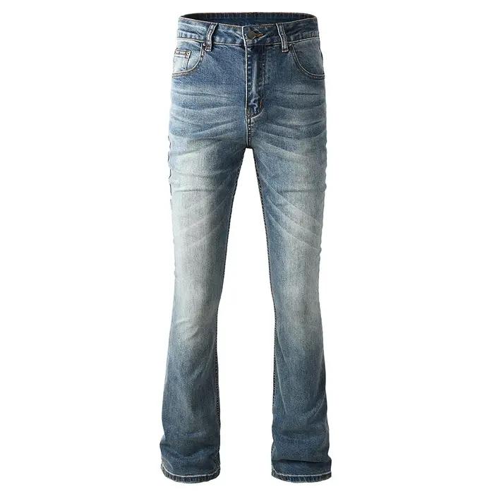 Jean Slim coupe botte pour hommes, pantalon en Denim de coton bleu de couleur Pure de haute qualité,