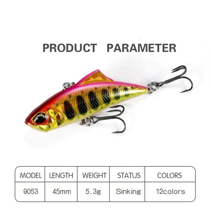 Leurre rigide vibrant vibrant avec triple hameçon, appât Élidéal pour la pêche hivernale sur glace,