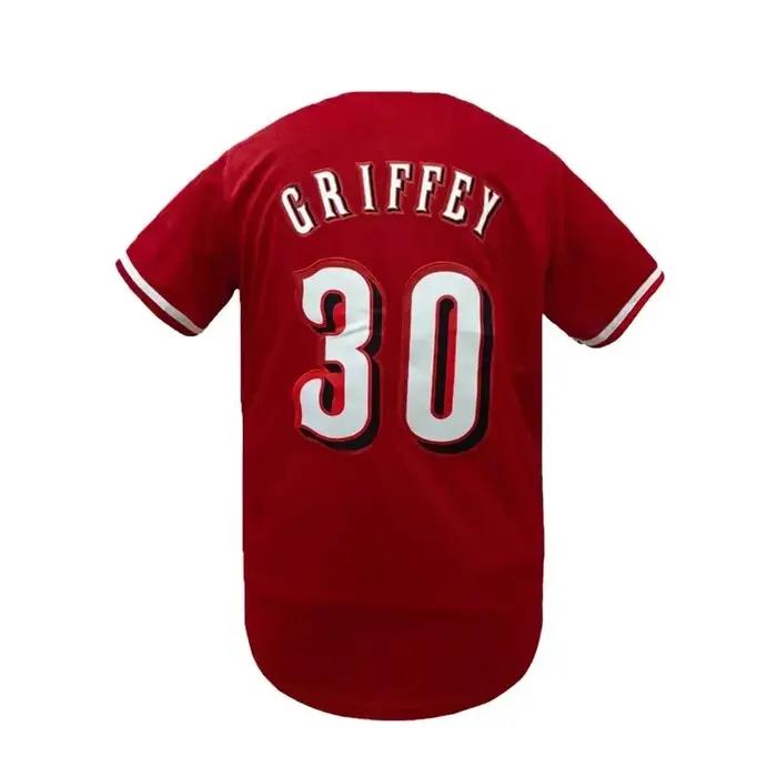 Hommes # 30 Maillot de baseball Cincinnati Chemise de baseball cousue Coupe ample, haut de sport à m