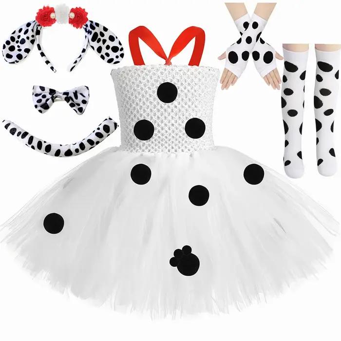 Costume de chien dalmatien pour petites filles, robe Tutu de chiot tacheté à pois, Costume de dalmat