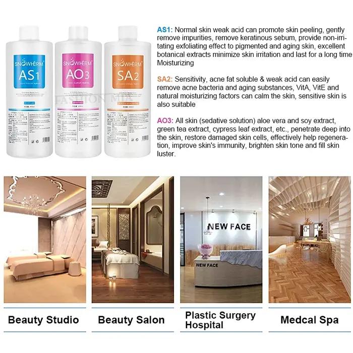 Sérum hydrofacial liquide pour le visage AS1 SA2 AO3, solution Aqua Peel pour machine de beauté, soi