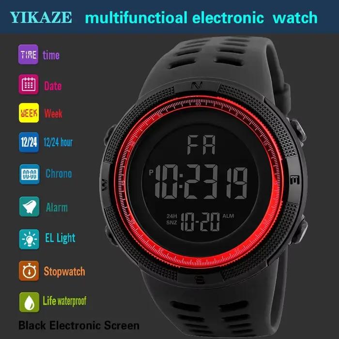 YIKAZE Y01 militaire hommes sport montre-bracelet multifonction hommes montres numériques étanche ho