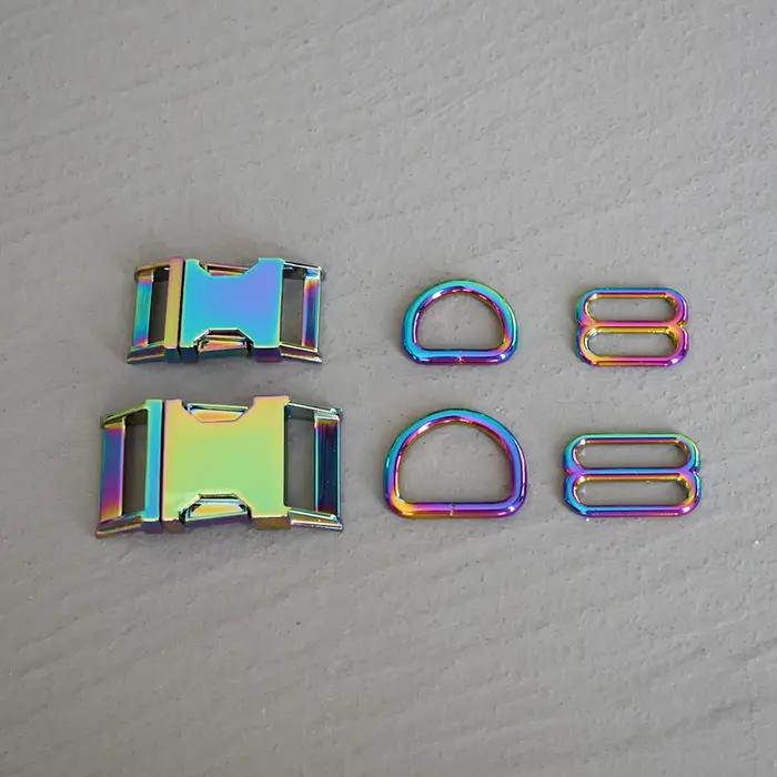 1 ensemble de 3 pièces de quincaillerie métallique pour sangle (15mm/20mm/25mm) : anneau en D, ajust