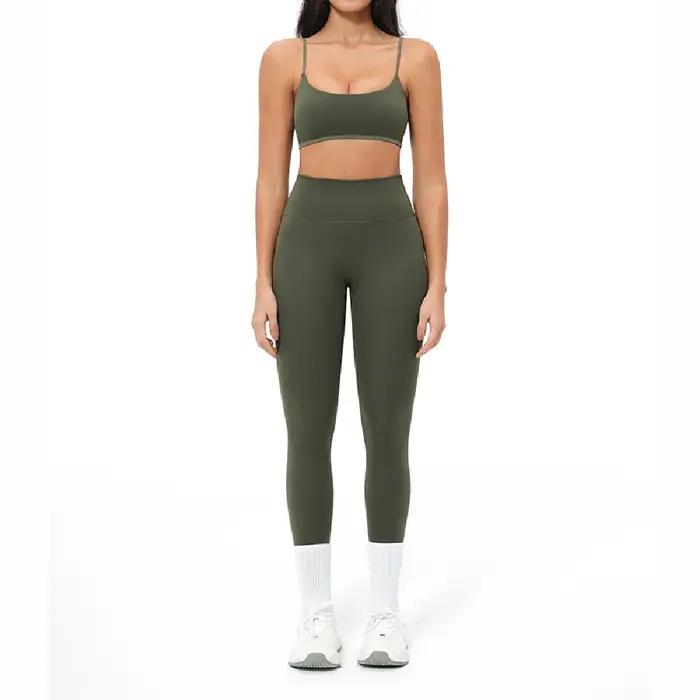 Ensemble de sport 2 pièces pour femme, tenue de yoga contrastée, vêtements de sport, ensemble d'entr