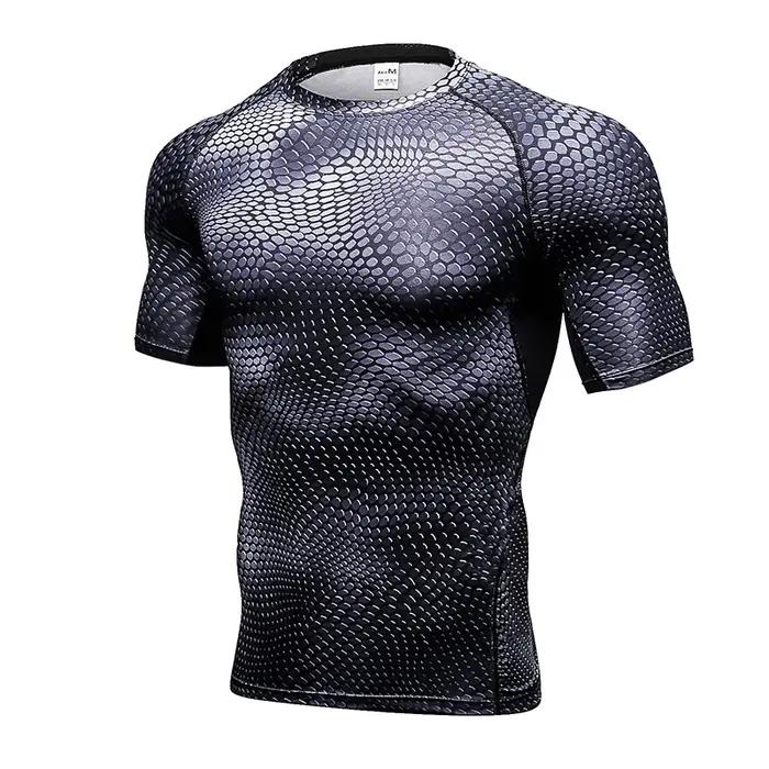 Chemise Imprimée à Compression Pour Hommes T Shirt D'Entraînement À Séchage Rapide Pour La Course Sportif Occasions Spéciales