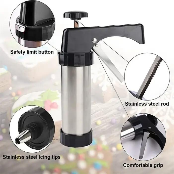 Pistolet à Biscuits en Acier Inoxydable, Outils de Cuisson, pour Décoration de Crème, de Gâteau, Mac