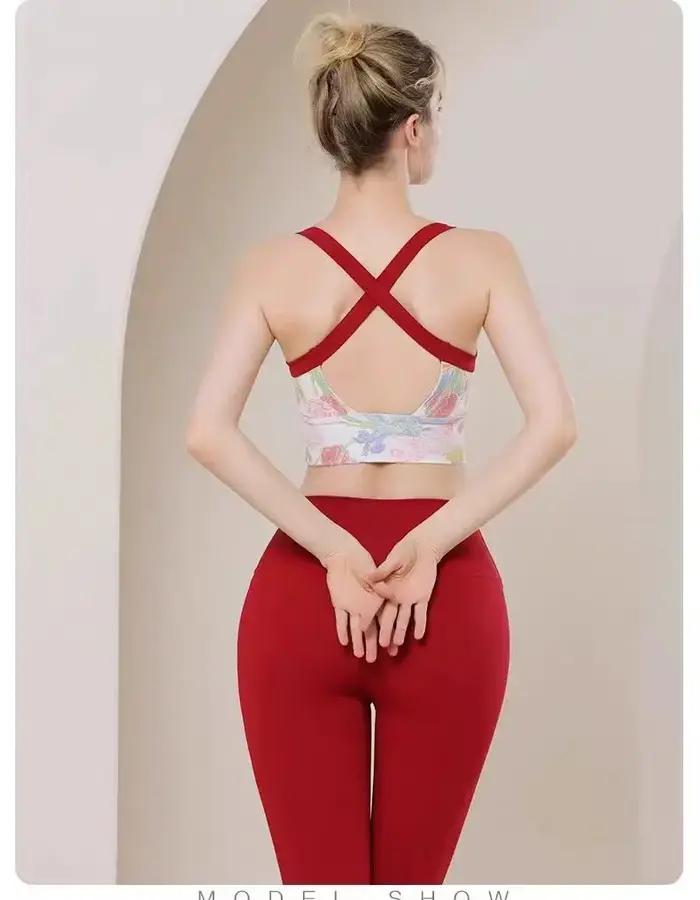 Soutien-gorge de sport antichoc à maintien élevé pour femme, avec coussinets intégrés fixes, imprimé