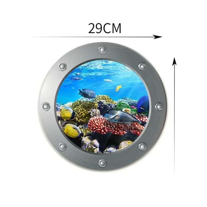 Autocollants muraux d'animaux de fond marin, hublot sous la mer, 3D, chambres d'enfants, décoration