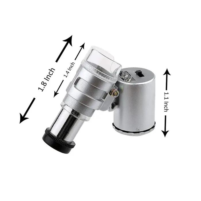 60X Mini Microscope bijoutier Loupe lentille éclairée Loupe 3 LED avec Loupe à lentille de lumière U