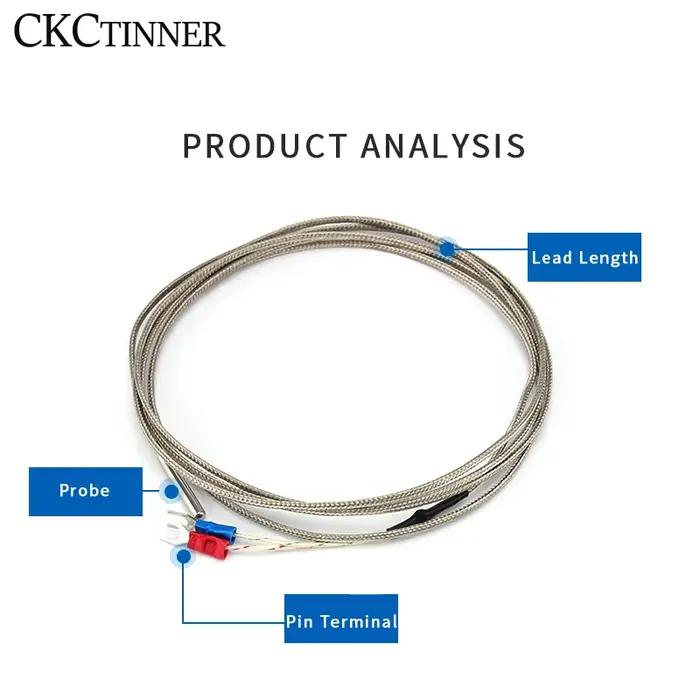 Thermocouple de Type K 4x30mm, 1/2/3/4/5M, Type de sonde, fil tressé blindé, capteur de température