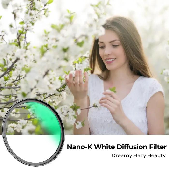 K&F CONCEPT Nouveau filtre Pro Mist blanc, filtre à effet cinématique avec 18 couches multicouches p