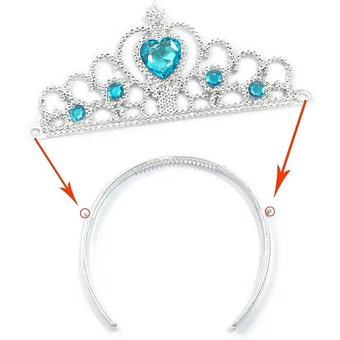 Accessoires de princesse Elsa, ensemble de déguisement pour petites filles, Costume de couronne Elsa