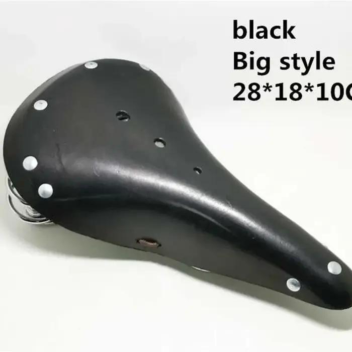 Selle de vélo de route en cuir de vache, Design rétro traditionnel à rivets, siège classique Vintage