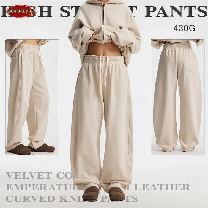 ZODF 2025 hiver 430gsm homme polaire pantalon droit unisexe décontracté surdimensionné épais garder