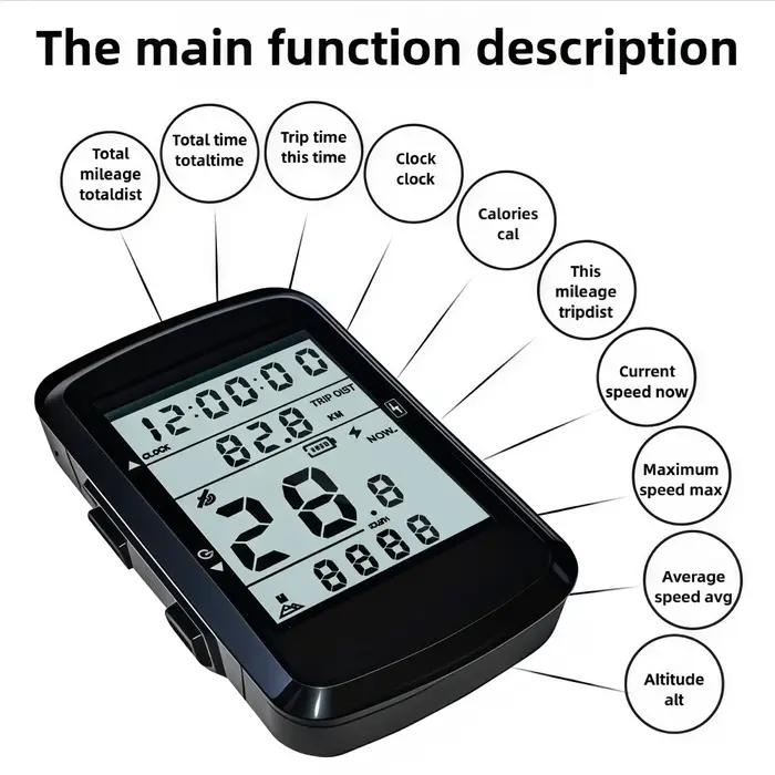 Ensemble d'ordinateurs de vélo GPS avec compteur de vitesse, odomètre, rétroéclairage automatique, étanche et longue durée de vie de la batterie pour cyclistes et randonneurs
