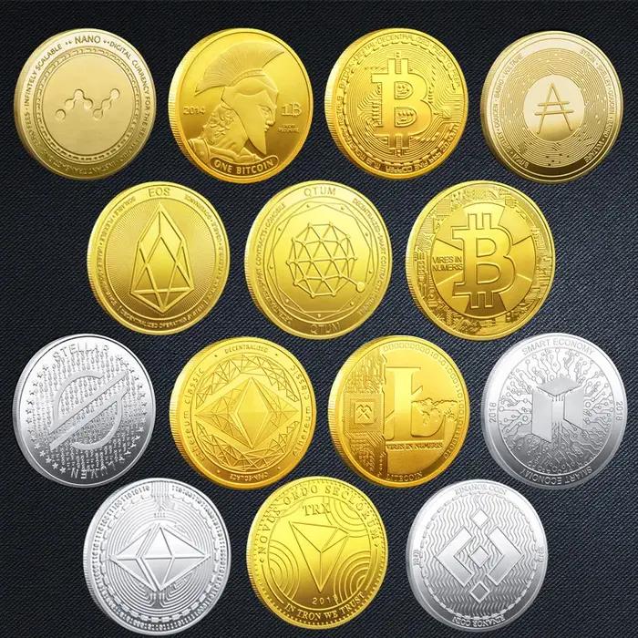 BITCoin Art Collection plaqué or Bitcoins physiques Bitcoin BTC avec étui cadeau métal physique Anti