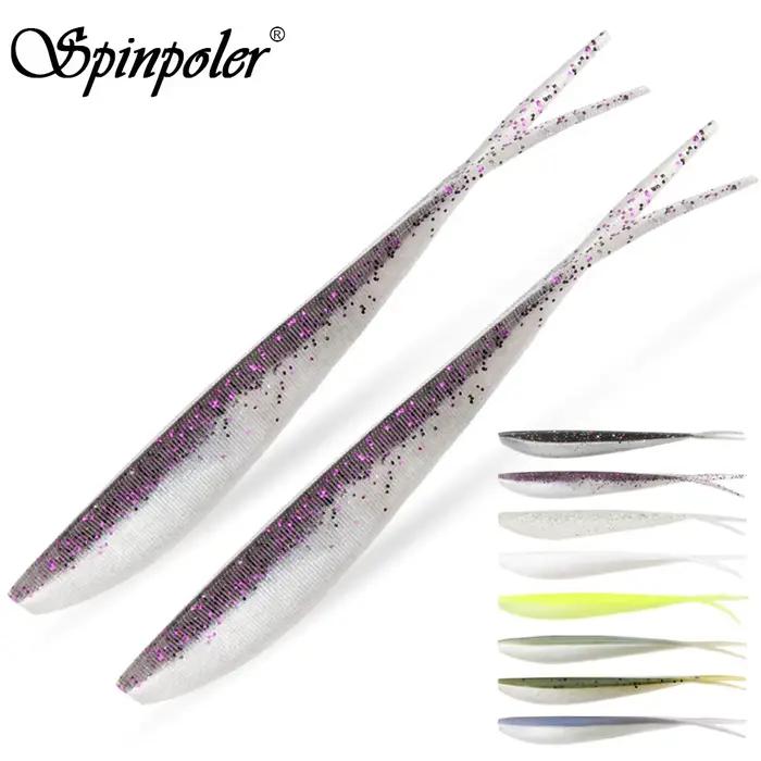 Spinpoler 2 "3" 4 "Seigneurs de pêche souples Jerk Minnow Shad Drop Shot appât souple Swimbait queue fendue pour bar tru