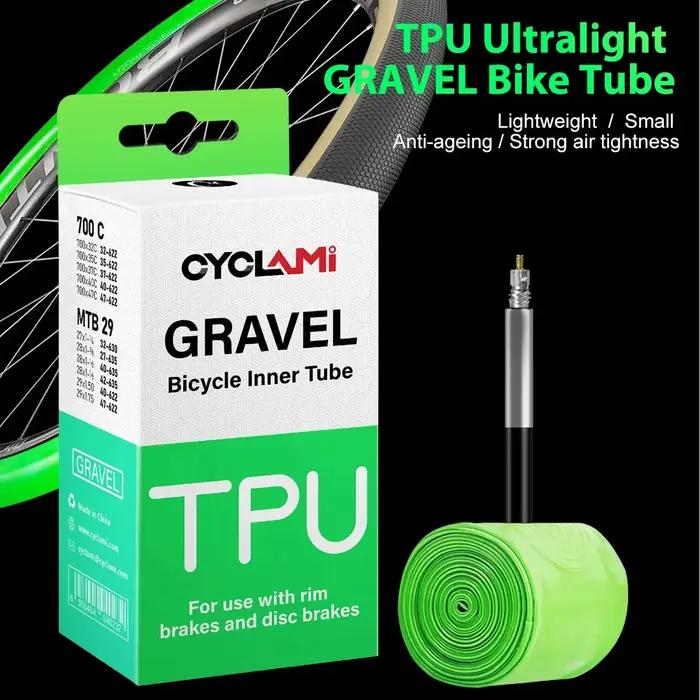 Pneu CYCLAMI TPU ultraleger pour route et VTT 700C 32C 35C 37C 40C 47C Valve FV 45mm pour chemins poussiereux et graviers occasions spéciales