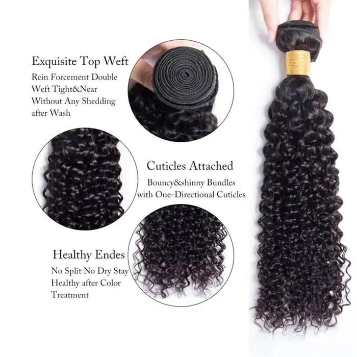 Mèches brésiliennes naturelles Remy ondulées bouclées, tissage profond, 22 24 26 pouces, Extensions