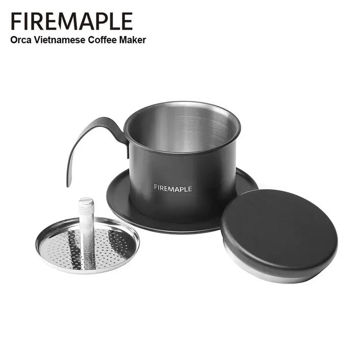 Ensemble de filtres à café vietnamien Orca en érable de feu, goutteur vietnamien en acier inoxydable